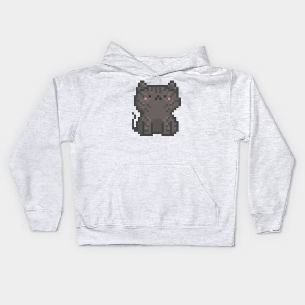 Pixel Quiet Tabby Cat 35 Kids Hoodie by Infinite Mew Mew